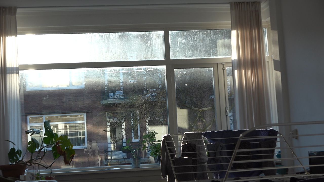 Sunlight reflected from one window into our house